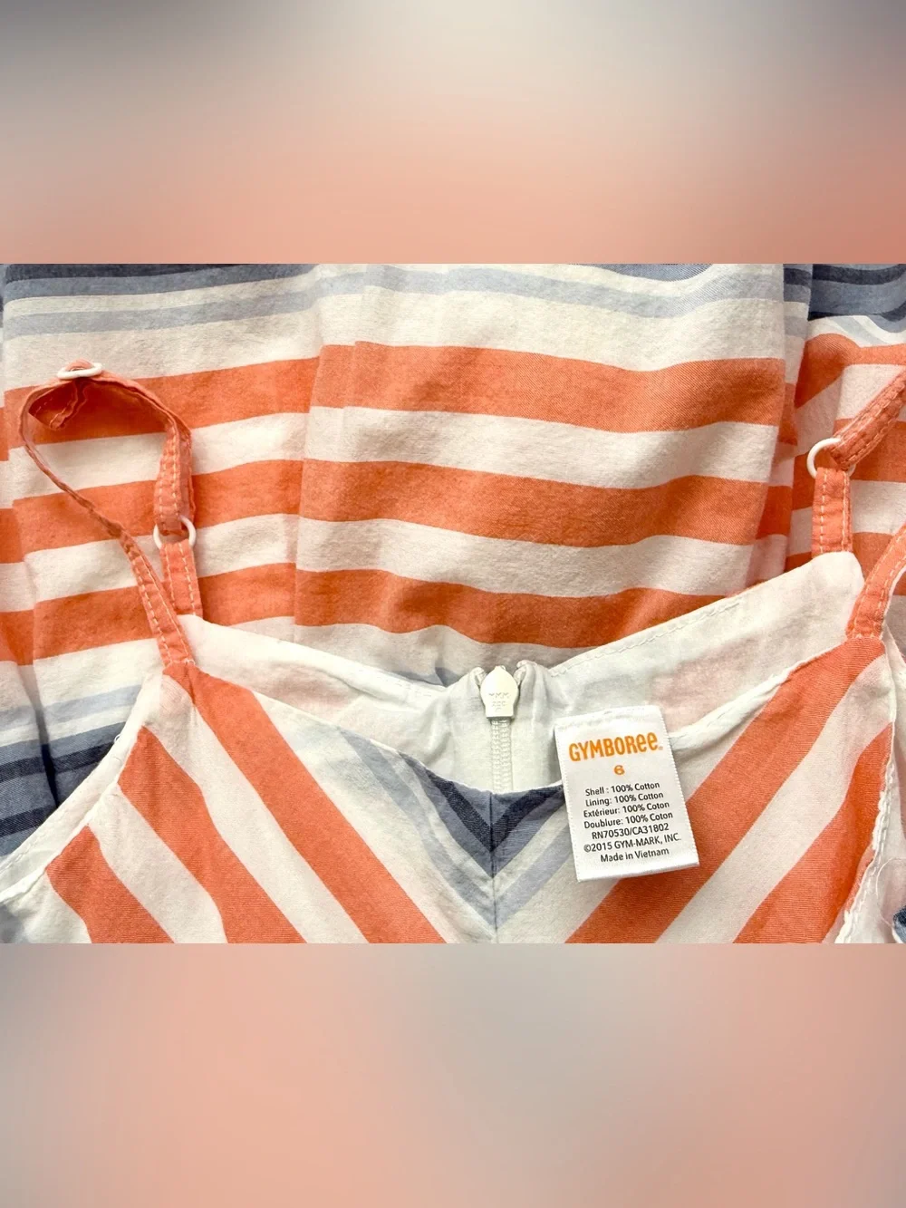 Gymboree Girls Size 6 Striped Cotton Sundress Adjustable Straps